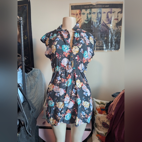 O'Neil Floral Women's Long Blouse Or Mini Dress Size Small - Picture 1 of 14